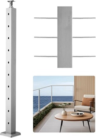 VEVOR Ringhiera per Recinzione da Balcone 914x100x100 mm da Giardino Balcone Ponte in Acciaio Inox, Kit di Palo per Balaustrata da Terrazza, Argento, 1JZLGZXYS91466KZK001V0
