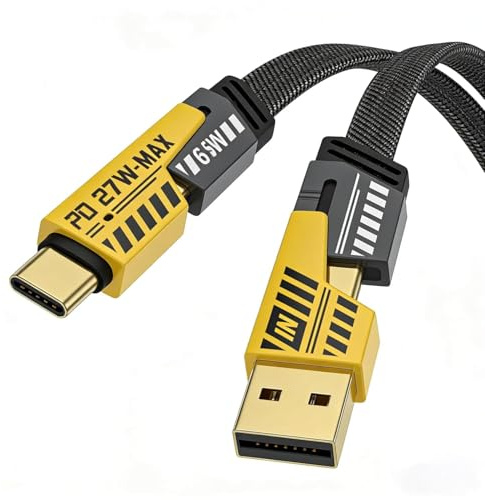 NOHON 3 en 1 Cable Multiple USB Cargador [1.2M], 4 en1 Nylon Multi USB Cable Carga Múltiples USBA/USBC a 65W USBC/27W PD Carga Rápida Compatible con iPhone 17/16/15 Samsung S26/S25/S24 MacBook