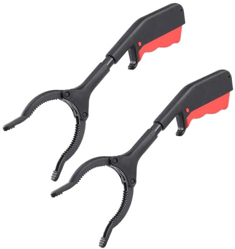 tiyiyok 2 Pezzi Pinza Telescopica Prendi Oggetti con Manico Antiscivolo, Pinza Raccolgi Rifiuti Professionale da 13cm per Giardinaggio, Raccolta Foglie e Pulizia Esterna (Nero/Rosso)
