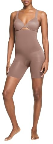SPANX ASSETS High-Waist Mid-Thigh Short - Seamless Shapewear - Ultra-Firm Compression - Thigh & Tummy Control - Cafe Au Lait - Large