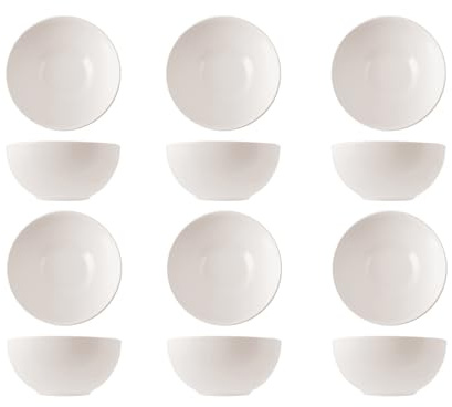 H&H Set 6 Coppette Alumina Essence in Porcellana Avorio Ø 16 cm – Eleganti e Resistenti – Ideali per Antipasti, Dessert o Frutta – Lavabili in Lavastoviglie e Utilizzabili in Microonde