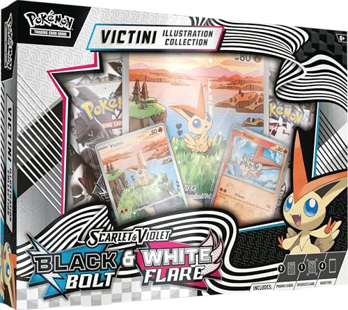 Pokémon TCG Unova Victini Illustration Collection, 1 Tarjeta Promocional de lámina de Arte Completo, 4 Paquetes de Refuerzo y 1 Tarjeta Promocional de Papel de Aluminio de Estilo Raro de ilustración