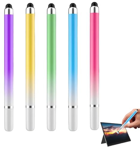 KEWUF 5 Pcs Penna per Tablet, penna per tablet, penna per tablet, Pennino Touch 2 in 1 per iPhone/Samsung/Lenovo/Android, Compatibile con iPad Pro/Mini/Air/Smartphone, Alta Precisione e Sensibilità
