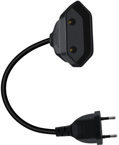 YINGAYOU Eurostecker Verlängerung 2,5 A 250 V Euro Verlängerungskabel Kurz Verlängerungskabel Eurostecker, für Haushaltsgeräte Computer TV Monitor Beamer Lampe (Schwarz, 0.6 m)