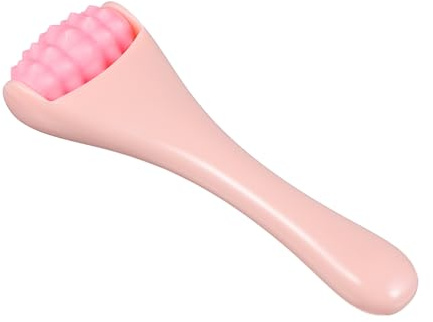 Rodillo de Masaje Facial para Ojos Rosa, Masajeador de Piel | Abs y Silicona, Diseño Ergonómico Portátil, Uso en Viaje y Masaje de Rostro Completo