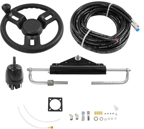 ROGONPDK 150HP Hydraulic Outboard Steering Kit de dirección, mecanismo de control hidráulico, bomba hidráulica, mangueras hidráulicas para volante, cilindro hidráulico, dirección fueraborda, para