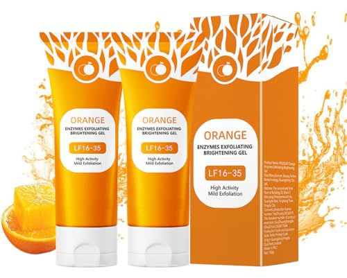 CWED 2 PCS Gel exfoliante de naranja natural, gel limpiador de cara naranja, gel exfoliante brillante, para la limpieza profunda de la cara.