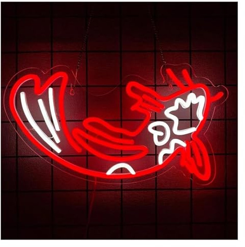 Luce al neon a LED Carpa rossa per insegna al neon, luce dimmerabile per pesce, per camera da letto, casa, bar, ristorante, club, ufficio