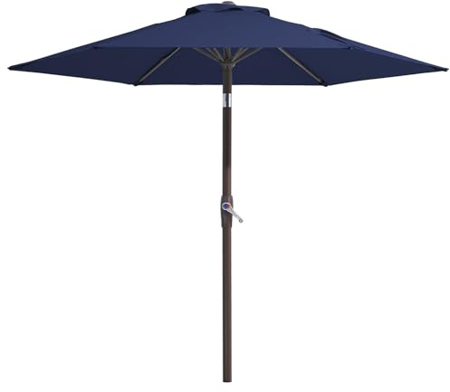 Palawano Sombrilla de Jardín con Inclinación Ajustable y Manivela, Parasol Exterior con Protección UPF50+ para Terraza, Patio, Piscina y Playa (Azul Marino, 2.3M)