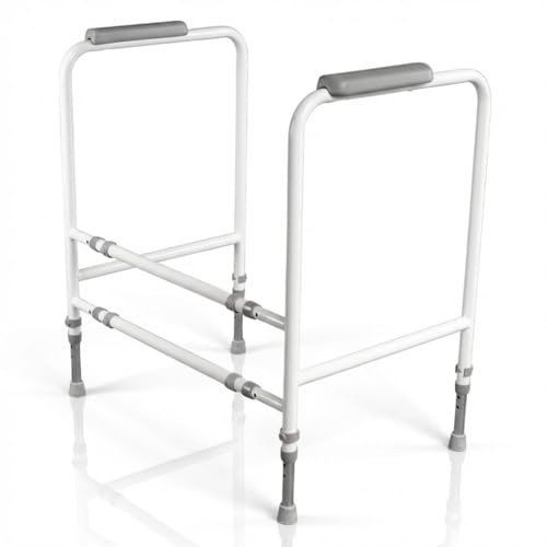 Toilet Frame – Height & Width Adjustable Support Surround for Safer Sitting and Rising – Sturdy Toilet Frame for Disabled and Elderly Users – Comfortable Armrest Toilet Aid for Home Bathroom Use
