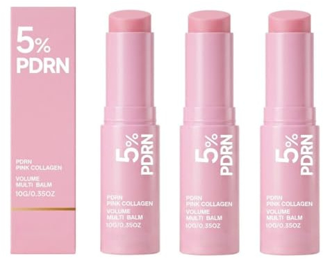 PDRN Pink Collagen Volume Multi Balm Stick, bärbar multibalm, återfuktande Face Stick Makeup Base & Primer, snabbabsorberande icke-klibbig fuktkräm för läppar, ögon och hals