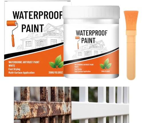 Generico Barniz para metal – Revestimiento impermeable antióxido para barandillas, con pincel para puertas de metal, para exteriores, barandillas, verjas, cercas, buzones