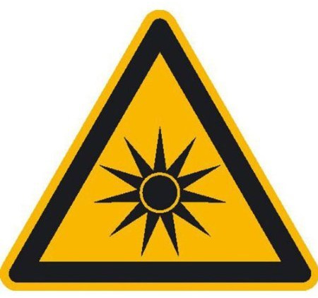 Indigos UG Aufkleber Warnung vor optischer Strahlung Warnschild - 10cm - Heckscheibe - Heckscheiben Aufkleber - Sticker - Tuning - Autoaufkleber