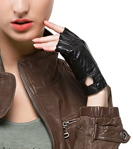 Nappaglo Fingerlos Lederhandschuhe Damen Autofahrer Sommer Motorrad Handschuhe