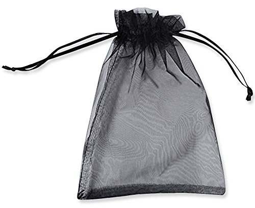 PLECUPE 100 Stück Organzasäckchen, Organzabeutel 13x18 cm, Tunnelzug Hochzeit Säckchen, Schmuckbeutel Säckchen Geschenkbeutel für Geschenke Schmuckaufbewahrung Verpacken - Schwarz