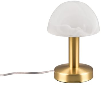 meineWunschleuchte Tisch-Leuchte Touch dimmbar mit Glasschirm, Messing | Höhe 21cm, mit E14 LED, kleine Pilzlampe, Designklassiker Nachttischlampe, für Schlafzimmer & Wohnzimmer