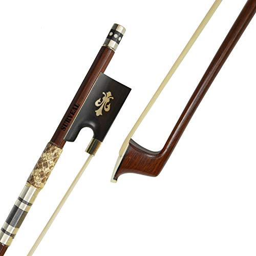 Surveal - Archetto professionale per violino, con pelle di serpente e legno di pernambuco intarsiato, suono caldo 1/8