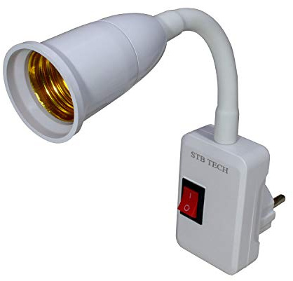 STBTECH Plug-in E27 Schwanenhals Lampe Steckdose, mit Ein/Aus-Schalter | Flexible, AC 230V, für LED E26/E27 Glühbirne, Küchenlampe, Leselampe, Wandleuchte, Steckdosenlampe, ohne Glühbirne