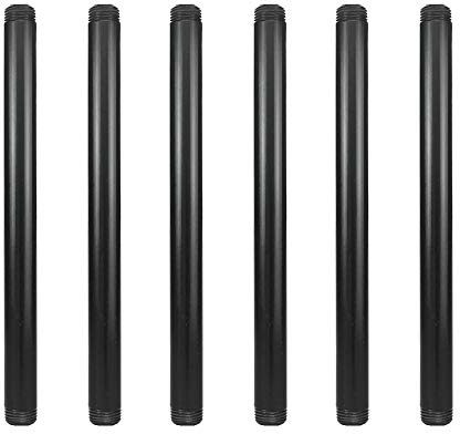 GeilSpace 6 Pack 1/2 × 10 Pre-Cut Black Metal Pipe, Industrial Steel Fits Standard Half Inch Black Threaded Pipes and Fittings - Vintage DIY Industrial Shelving (1/2 × 10)