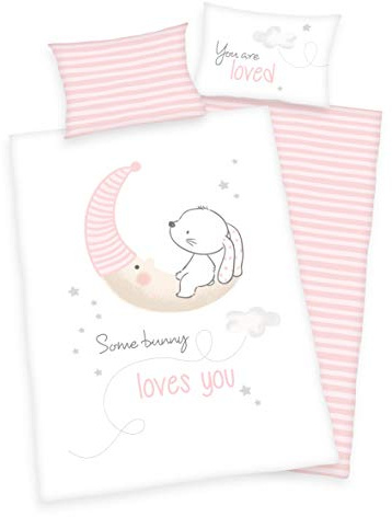 Arle-Living Juego de ropa de cama para bebé (3 piezas, reversible, 100 x 135 cm, 40 x 60 cm, 1 sábana bajera ajustable de 70 x 140 cm)