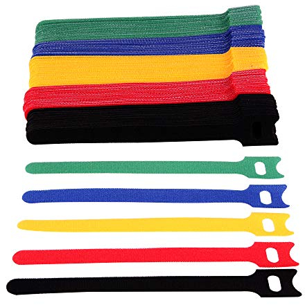 Faburo 100 pz Fascette fermacavi riutilizzabili e regolabili in per cavi, 5 Colori