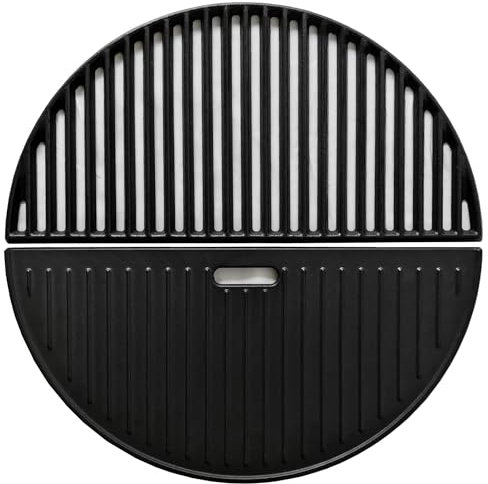 BBQ Grill 45,7 cm Gusseisen Halbmond Grillrost und Grillplatte für Kamado Joe, Big Green Egg Keramik Kamado Grills 2 Stück