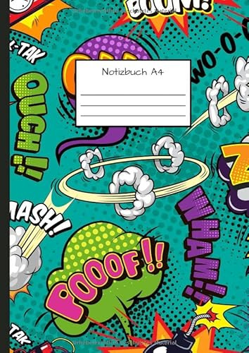Notizbuch A4: Notizbuch DIN A4 - Kladde kariert 5 mm - 110 Seiten - Notizheft, Tagebuch, Schreibbuch - Cartoon- und Comic-Muster