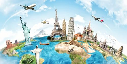 Magnettafel Pinnwand XXL Magnetbild Rund um die Welt Größe 120 x 60 cm