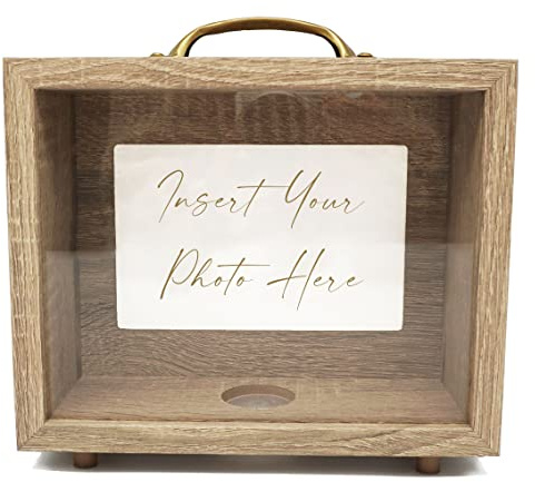 NIKITA Personalised Wooden Money Box with Photo Slot - Birthday, Wedding, Holiday Fund, Cash, Saving Challenge