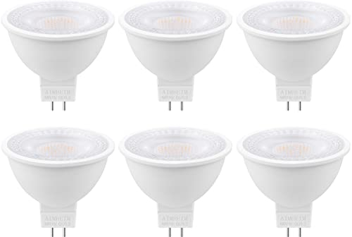 AIMHEIM GU5.3 LED Lampe, 5W LED Leuchtmittel MR16 3000K Warmweiß Ersetzt 45-55W Halogenlampen, 550LM LED Reflektorlampen mit GU5,3-Sockel, AC/DC 12V, Nicht Dimmbar, 6 Stück