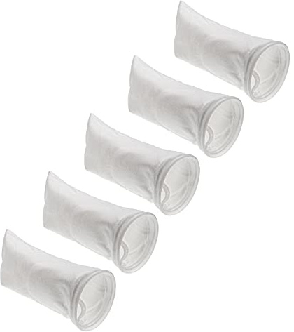 vhbw 5X Universal Filtersocke für Aquarien | Pools, Skimmer - Filterbeutel, Polyethylen, 18 x 45 cm, 100 Mikrometer, Weiß