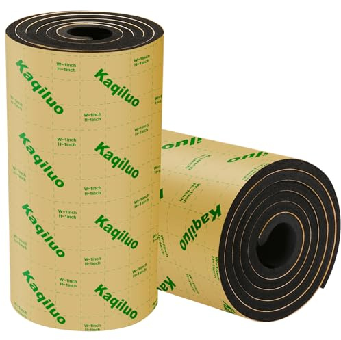 Kaqiluo 2 Pack High Density Self-Adhesive Sound Insulation Acoustic Closed Cell Foam, 11.6 sqft x 0.4in Thick, 50+kg/m³ Sound Proof Padding,Fire,Water Resistant Acoustic Treatment Foam
