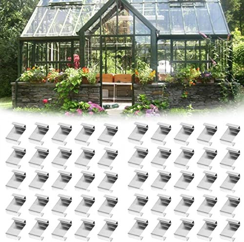 Stainless Steel Greenhouse Glass Clips - 50Pcs Z Overlap Glazing Clip for Glass Panels Fixing - Rust Resistant and Durable
