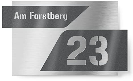 Graviers Design Hausnummernschild aus V2A Edelstahl 160x110 - Anthrazit Metallic - zweiteilig mit 3D Effekt Wetterfest Rostfrei Individuell anpassbar mit eigener Straße Nummer - Made in Germany