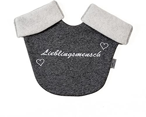 Goldi-Design Partnerhandschuhe einzeln mit Bestickung Lieblingsmensch aus Doppelfacefleece - in Deutschland hergestellt - grau/weiß