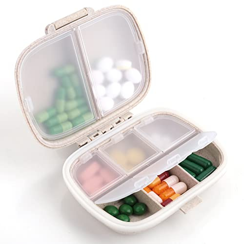 Sibba Boîte à Pilules 1 Pièce Taille de Voyage Mignon Petit Format de Voyage Médicaments Quotidiens Rangement Personnel Portable 7 Jours Semainier Compact Esthétique pour Sac à Main Voyage