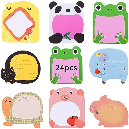 24 Pack Kleine Blöcke für Kinder,480 Blatt Haftnotizen Tiere,Haftnotizen Kinder，Büronotizen für Büro,Schule,Kleine Geschenke für Schüler,Kinder Mitgebsel