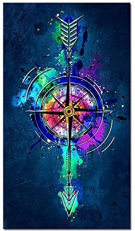 TANYANG Bunte Kompass Abstraktes Bild Leinwand Gemälde Kreative Poster Drucke Wandkunst Bilder Für Wohnzimmer Wohnkultur 40X50Cm Kein Rahmen
