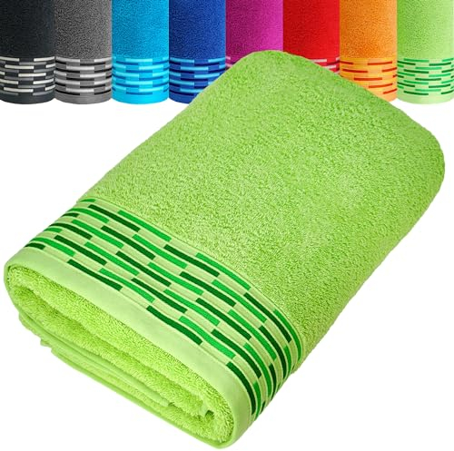Lashuma Bade Strandtuch groß Apfel – Grün, Lugano XXL Saunahandtuch 80x200 cm