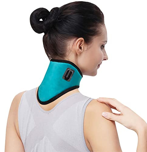 Nackenbandage USB Heizung Nackenwärmer Elektrisch Halskrause mit Beifußsäckchen Beheizbar Nackenstütze mit Zeitsteuerung und Temperaturkontrolle Plüsch Nackenkissen Heizkissen für Schmerzen Linderung