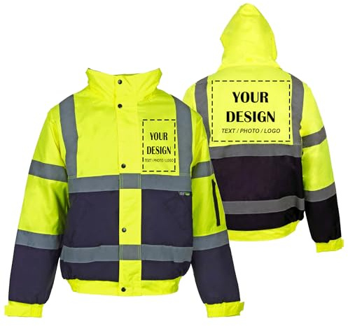Stormway High Visibility Custom Bomber Jacket - Reflective, Personalized Safety Workwear, Fluorescent, Waterproof, Class 3 Hi-Vis Outdoor Gear for Men and Women, Ideal for Work, Safety & Security Use