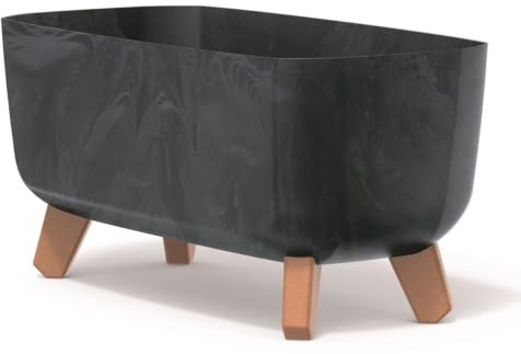 BirnePower Blumentopf Blumenkübel mit Füßen Pflanzkübel mit Pflanzeinsatz Beine Pflanzschale Beton Optik Blumenkasten für Balkon & Wohnzimmer Gracia Case Übertopf (Anthrazit Beton, 39cm)