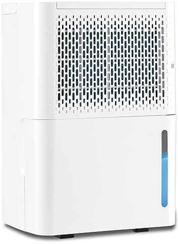 GYMAX Deumidificatore Domestico, 12L/Giorno, Modalità Continua/Asciugatura/Auto, Timer 24H, Serbatoio dell'Acqua da 2,1L, Deumidificatore d'Aria con Tubo di Scarico