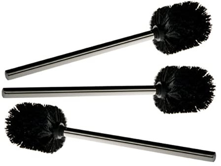 CIYODO Brosse De Toilette avec Manche Inoxydable Brosse WC Plastique Noire Balayette WC Et Antibactérienne pour Nettoyage des Toilettes Lot