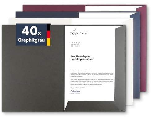 Präsentationsmappe A4 in Graphitgrau (40 Stück) - sehr stabiler 320 g/m² Premium-Karton - direkt vom Hersteller STRATAG - Dokumentenmappe Mappe A4 Angebotsmappe Pappmappe Projektmappe