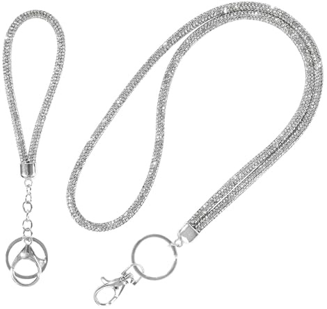 Carreneu 2 Stück Schlüsselanhänger Glitzer,Handykette GlitzerHandykette Glitzer,Schlüsselband GlitzerSchlüsselbänder zum Umhängen für Mobiltelefone und Schlüssel(Lang und Kurz)