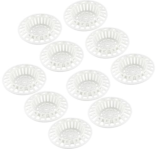 JYTDBCS 10 PCS Plastic Sink Strainer,White Shower Drain Bath sink strainer,Plastic sink strainer，Shower Plughole Cover Protector Shower Drain Cover Sink Stopper Drain Filter for Kitchen Bathroom