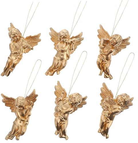 60 STK Engelsflügel Anhänger Baum hängt Gold weihnachtsschmuck zum aufhängen Mini Engel Figur weihnachtsengel weihnachtsbaumengel Weihnachtsbaum hängen Christbaumschmuck Plastik PRETYZOOM