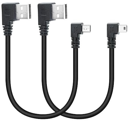 Kurzes Mini-USB-Kabel 10inch, 90 Grad USB 2.0 A Stecker rechter Winkel zu Mini-USB Stecker linker & rechter Winkel Lade- und Daten-Sync-Kabel, für GPS, Dash Cam, DigitalCamera, Festplatte etc.