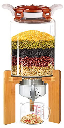 SmPinnaA 13 Pfund Schwerer Reisspender Aus Glas, Mehl- Und Müslibehälter, Mit Luftdichtem Deckel, Datumsschild Und Holzständer, Für Die Küchenorganisation Und Vorratskammer